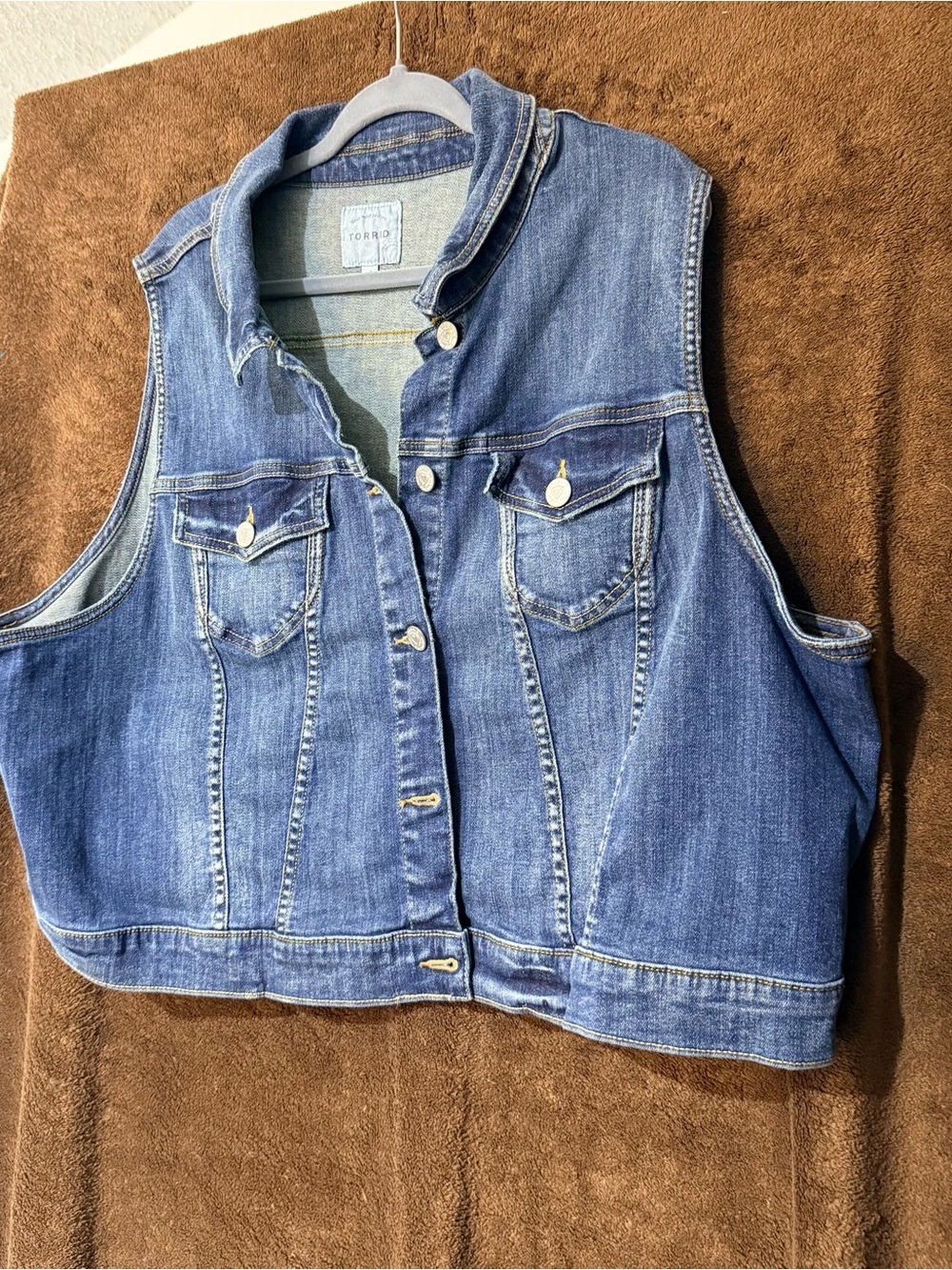 torrid Blue Denim Button-Front Sleeveless Vest